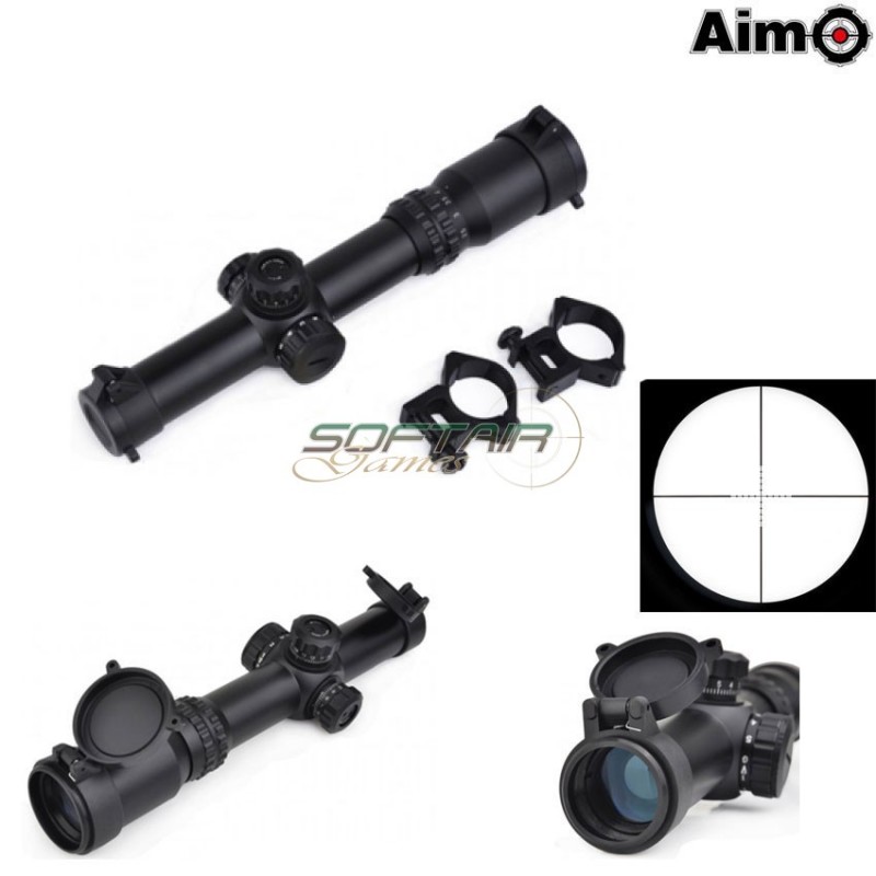 Tactical Scope 1-4x24se Black Reticle Red/green Aim-o (ao3044-bk)