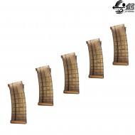 Set 5 Hi-cap Magazines 460bb For Ak Pts Type T-tan Jing Gong (jg-m-a4-set)