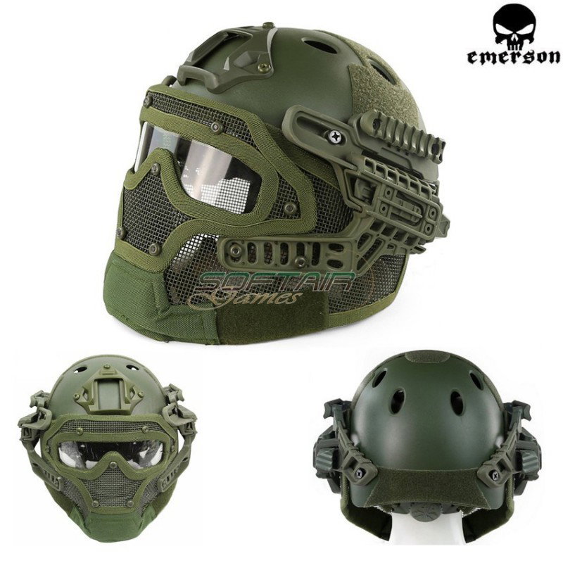 G4 System Pj Elmetto + Maschera Completa Olive Drab Emerson (em9197od)