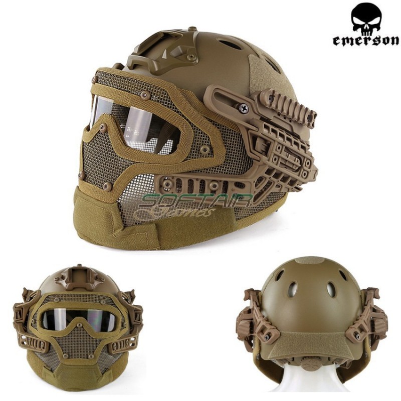 G4 System Pj Elmetto + Maschera Completa Coyote Brown Emerson (em9197cb)