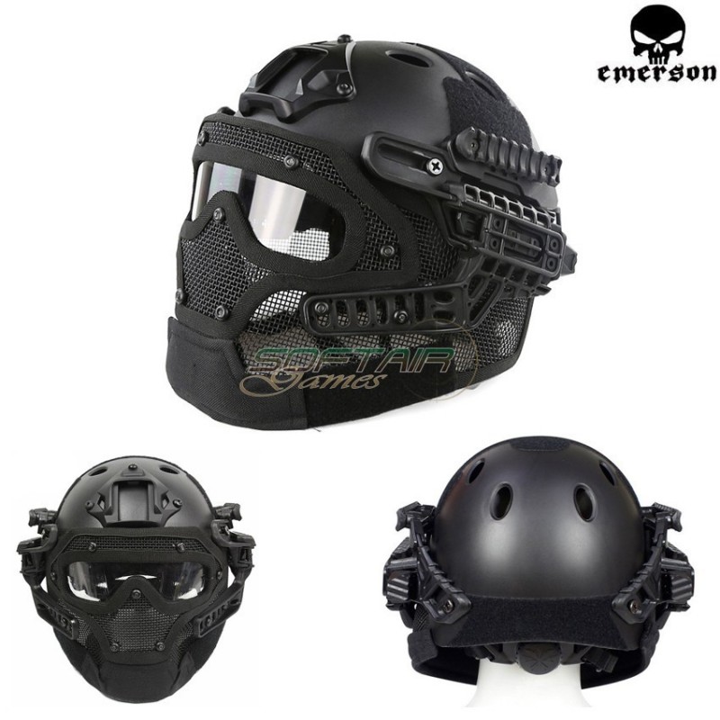 G4 System Pj Elmetto + Maschera Completa Black Emerson (em9197bk)