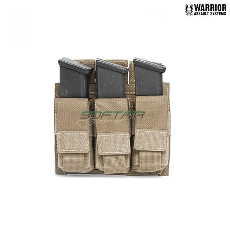 Tasca Tripla Action 9mm Caricatori Pistola Coyote Tan Warrior Assault Systems (w-eo-tpda-9-ct)