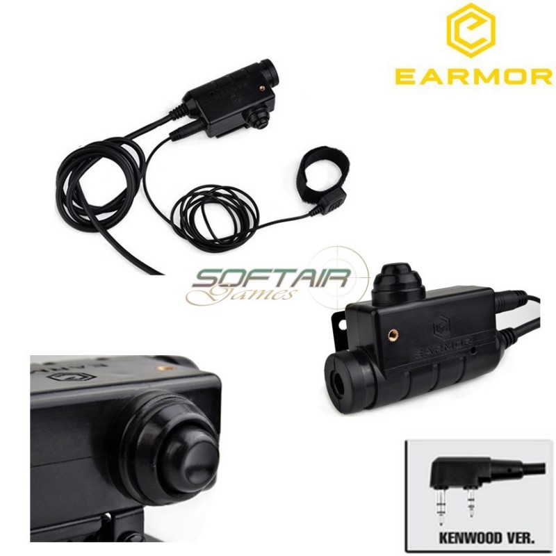 Tactical Black Military Adapter Ptt Per Kenwood Versione Earmor (ea-m52-ken)