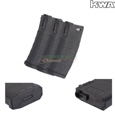 Set 3 Aeg Mid-caps Magazines 120bb M4/m16 Black Kwa (kwa-mag-120-bk-set)