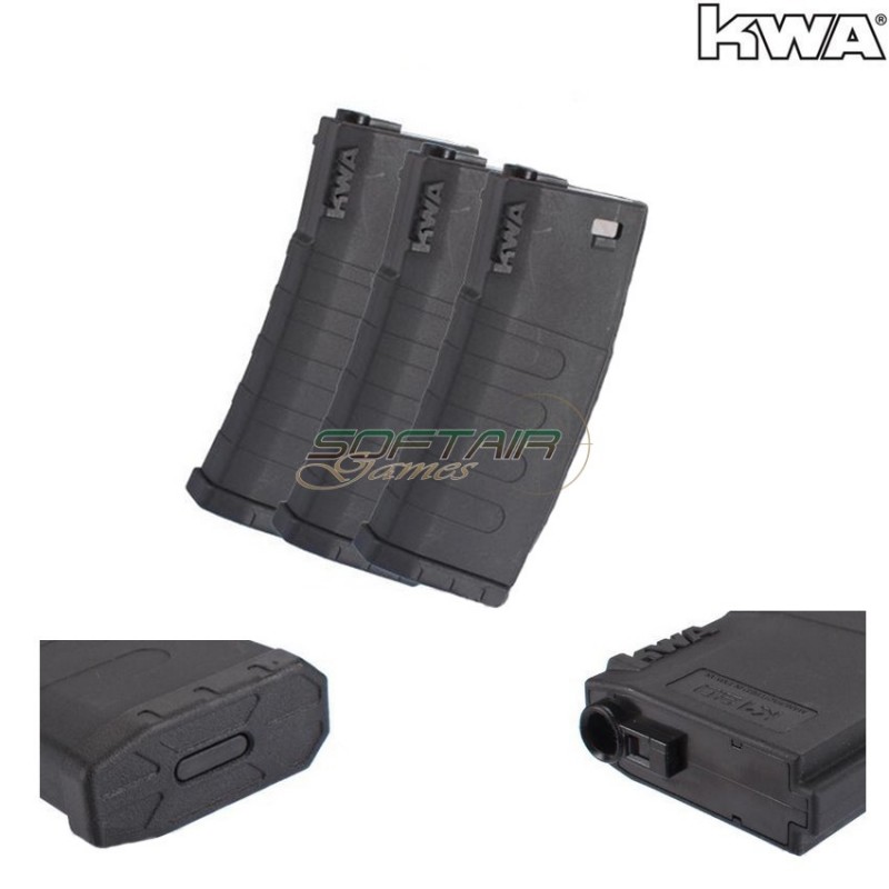 Set 3 Aeg Mid-caps Magazines 120bb M4/m16 Black Kwa (kwa-mag-120-bk-set)