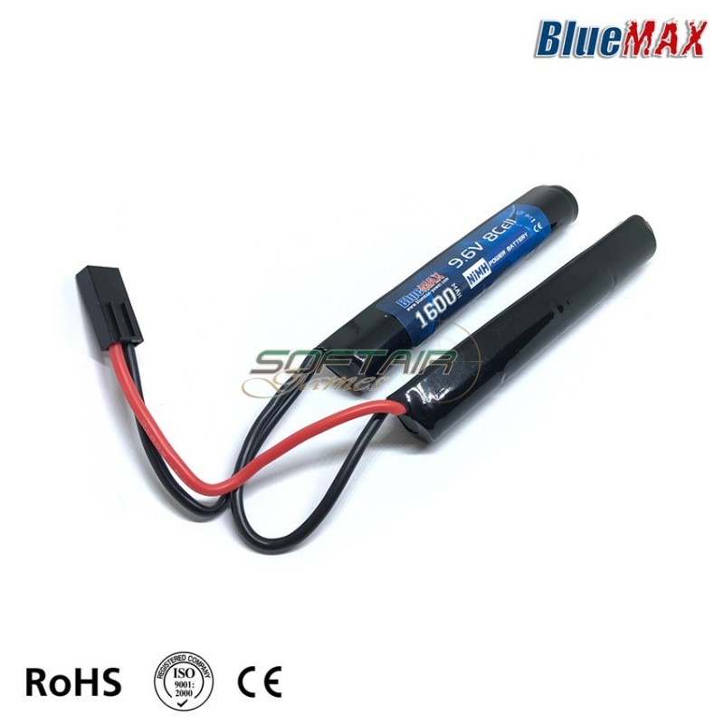 Batteria Nimh Connettore Mini Tamiya 9.6v X 1600mah Cqb Type Bluemax-power® (bmp-9.6x1600-cqb)