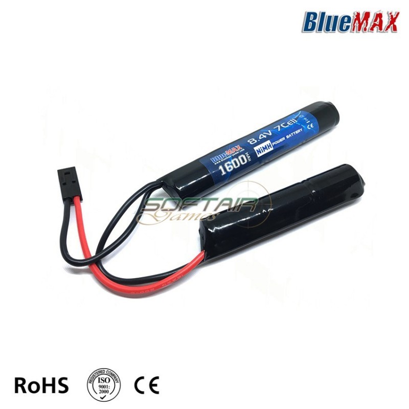 Batteria Nimh Connettore Mini Tamiya 8.4v X 1600mah Cqb Type Bluemax-power® (bmp-8.4x1600-cqb)