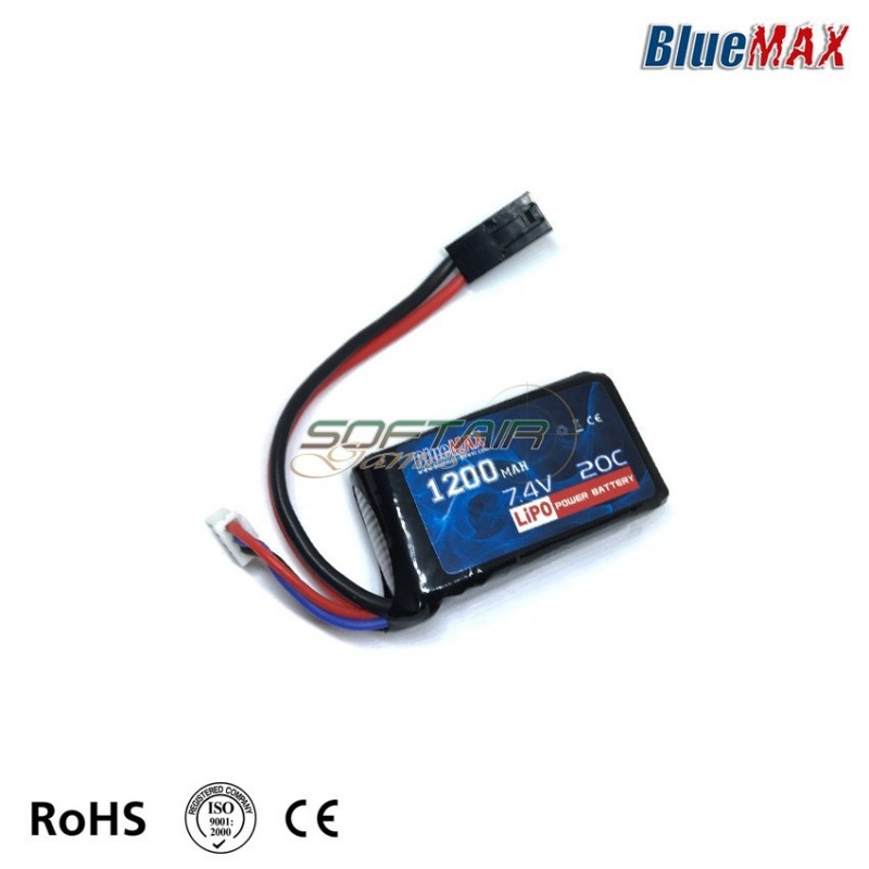 Batteria Lipo Connettore Mini Tamiya 7.4v X 1200mah 20c Peq Micro Type Bluemax-power® (bmp-7.4x1200-peq-m)