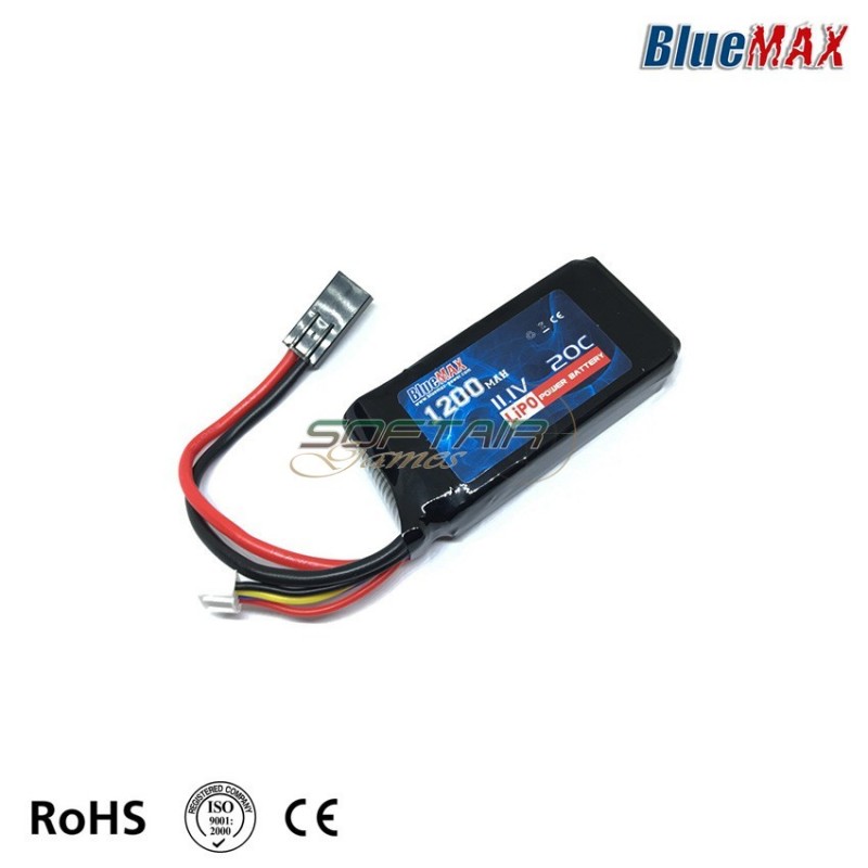 Batteria Lipo Connettore Mini Tamiya 11.1v X 1200mah 20c Peq Type Bluemax-power® (bmp-11.1x1200-peq)