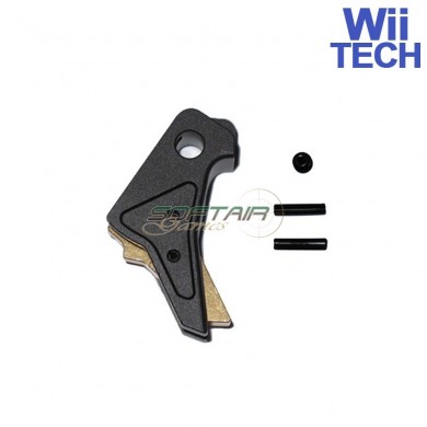 Cnc Trigger Type B Tactical Black-gold For Glock Marui/we Wii Tech (wt-3352)