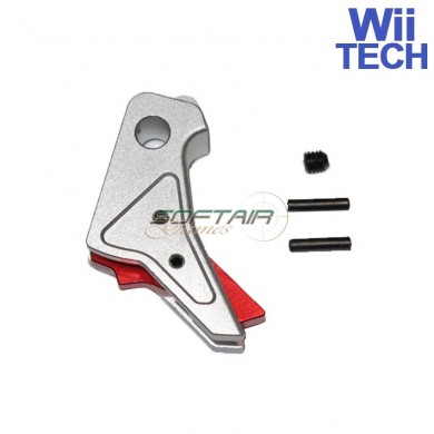 Grilletto Cnc Type B Tactical Silver-red Per Glock Marui/we Wii Tech (wt-3347)
