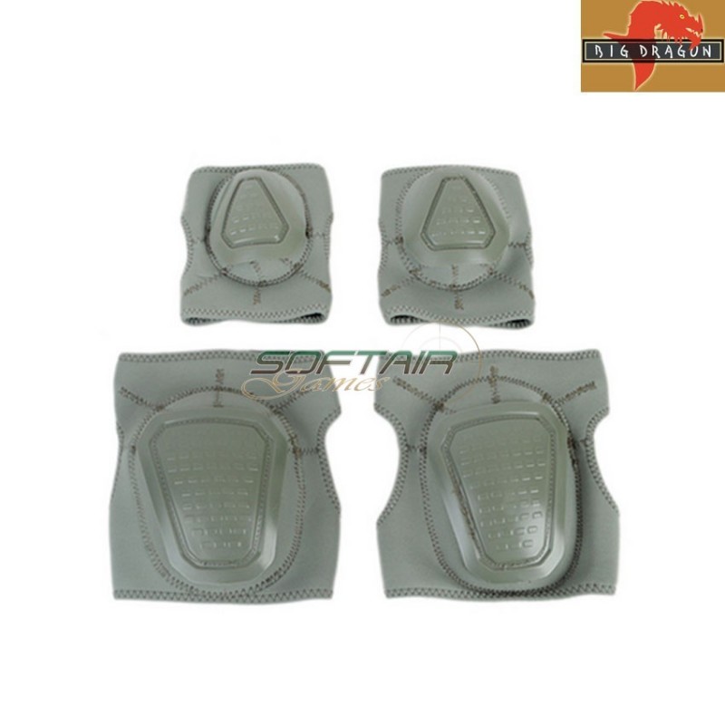 Set Ginocchiere E Gomitiere In Neoprene Foliage Green Big Dragon (bd7062b)