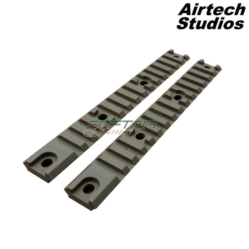 Set 2x Rail 20mm Short Dark Earth Per Ares Am-013/am-014/am-009 Airtech Studios (as-rails-de)