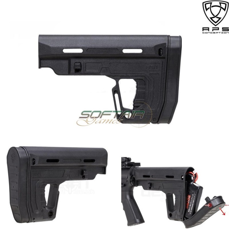 Calcio Rs1 Style Black Per Aeg M4/m16 Aps (aps-ee070-bk)