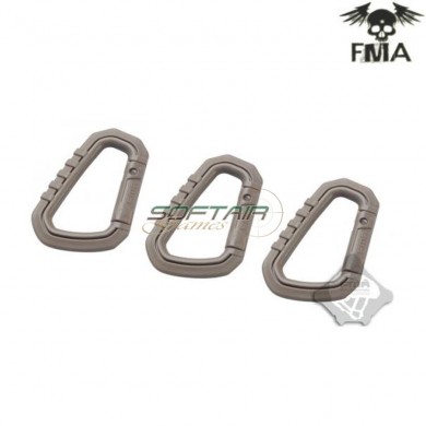 Set 3 Moschettoni Big Type D Dark Earth Fma (fma-tb861)