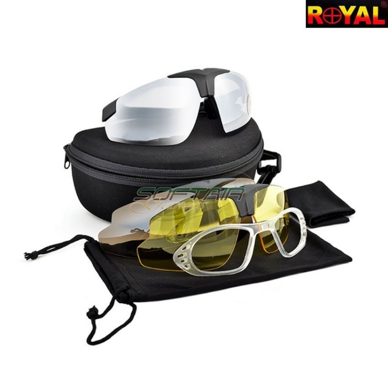 Occhiali Tactical Black Con 3 Lenti Royal (6055b)