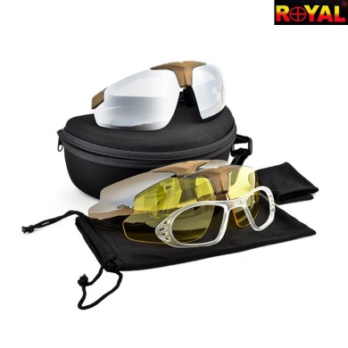 Occhiali Tactical Dark Earth Con 3 Lenti Royal (6055t) - Softair Games -  ASG Softair San Marino