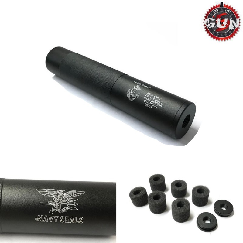 Silencer 14mm Cw/ccw Navy Seals Nswc Crane Type 190mm Black Gun Five (gf-sil06-bk)