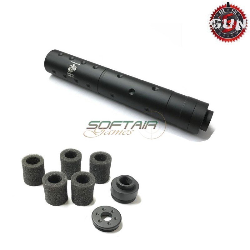 Silenziatore 14mm Ccw U.s. Marine Long Type 200mm Black Gun Five (gf-sil04-bk)