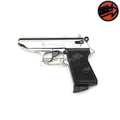 Blank Pistol New Police Silver Caliber 8 Bruni (br-2000n)