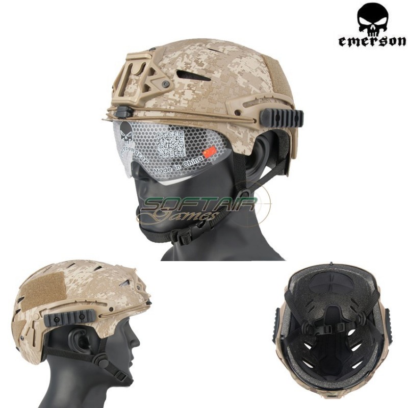 Elmetto Fast Exfil Bump Digital Desert Con Occhiale Emerson (em8981e)