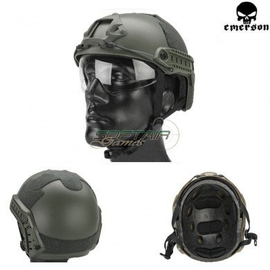 Fast Mh Helmet Foliage Green With Google Emerson (em8820)