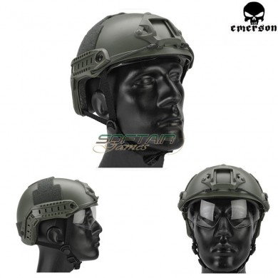 Fast Mh Helmet Foliage Green With Google Emerson (em8820)
