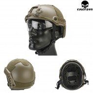 Elmetto Fast Mh Dark Earth Con Occhiale Emerson (em8820a)