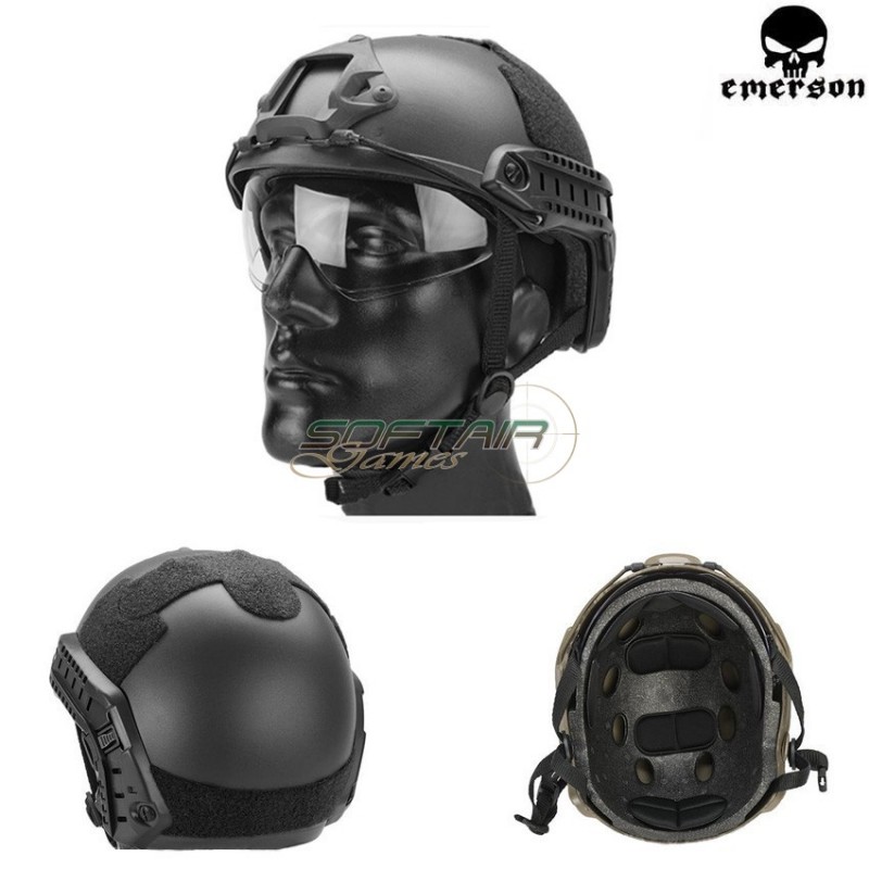 Elmetto Fast Mh Black Con Occhiale Emerson (em8820b)