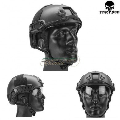 Fast Mh Helmet Black With Google Emerson (em8820b)