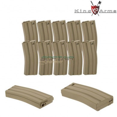 Set 10 Mid-cap Magazines 120bb Dark Earth M4/m16 King Arms (ka-mag-16-x-de)
