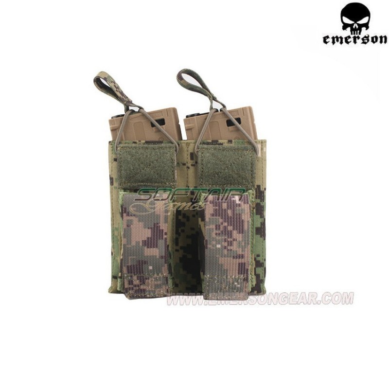 Double 5.56 & Pistol Open Top Magazine Pouch Aor2 Emerson (em6362aor2)