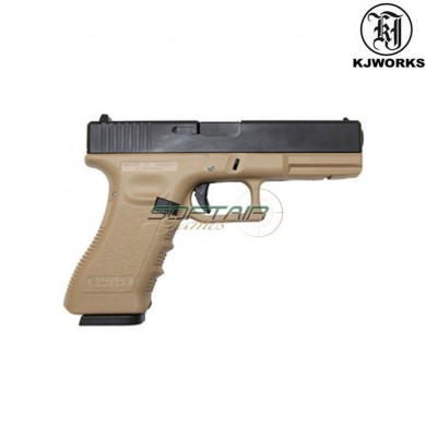 Gbb Gas Pistol G17 Dark Earth Frame & Black Metal Slide Kjworks (kjw-450007)