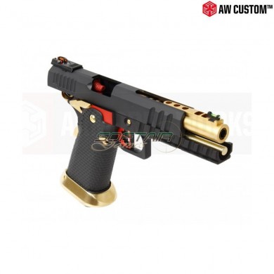 Gas Pistol Hi-capa Full Black Slide & Black Frame & Gold Barrel Gbb Armorer Works (AW-HX2002)