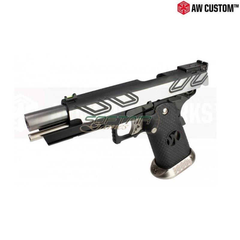 Gas Pistol Hi-capa Custom Hx23 Silver Slide & Black Frame Gbb Armorer Works (aw-hx2301)
