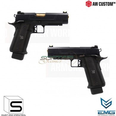 Gas Pistol Hi-capa 4.3 Black & Gold Barrel Gbb Emg Salient Arms Armorer Works (aw-sai-110626)