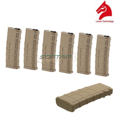 Set 6 Caricatori Monofilari Milsim 30bb Tan Per M4/m16 Lonex (gb-06-09)