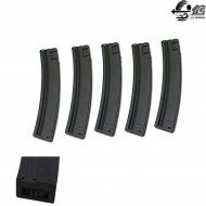 Set 5 Mp5 Magazines 250bb Metal Black Jing Gong (jg-mp5-250-set5)