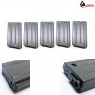 Set 5 Mid-caps Magazines M4/m16 Short 20bb Grey Ares (ar-mag-b-001-gr)