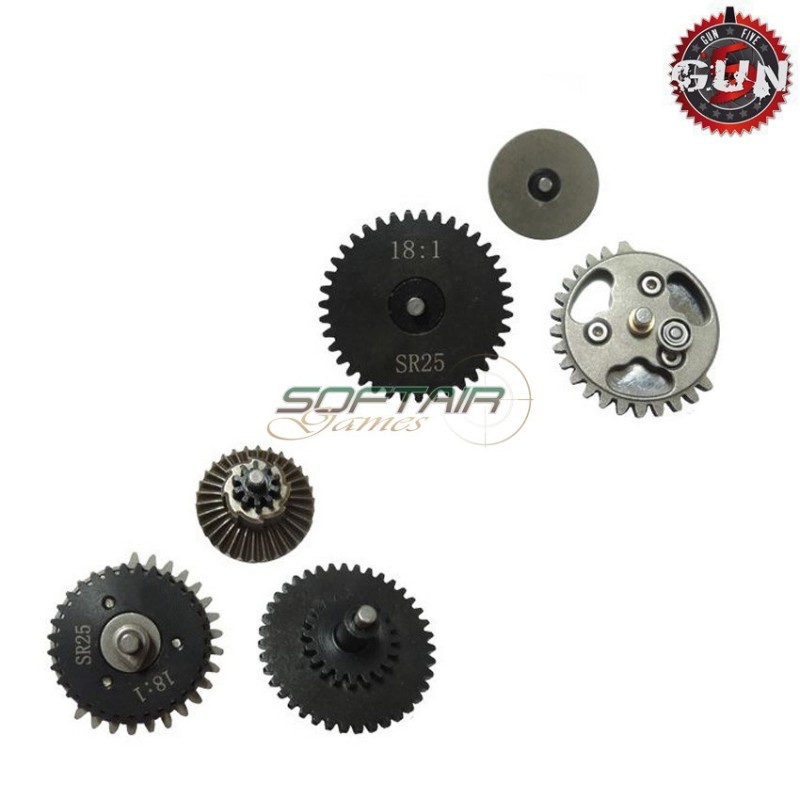 Steel Cnc Gears Set 18:1 Torque Speed For Sr25 Aeg Gun Five (gf-cl36)