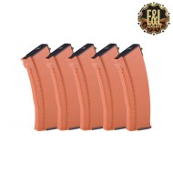 Set 5 Caricatori Monofilari Abs Da 120bb Per Ak74 Orange E&l (el-009736)