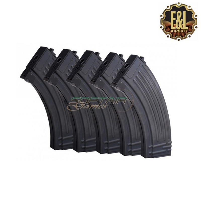 Set 5 Caricatori Monofilari Metallo Da 120bb Per Ak47 E&l (el-009733)