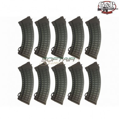 Set 10 Mid-cap Black Waffle Magazine 150 Bb Ak74 G&p (gp581-p)