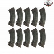 Set 10 Mid-cap Black Waffle Magazine 150 Bb Ak74 G&p (gp581-p)