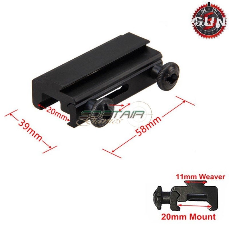 Ottica/dot Mount Rail Da 20mm A 11mm Black Gun Five (gf-4519547)