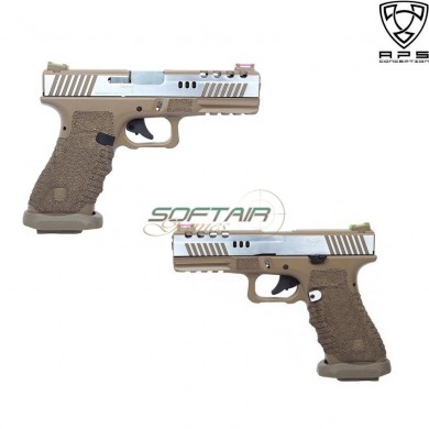 Pistola A Gas Acp Dragonfly D-mod Dark Earth Frame & Carrello Silver Aps (aps-dragonfly-t-de)