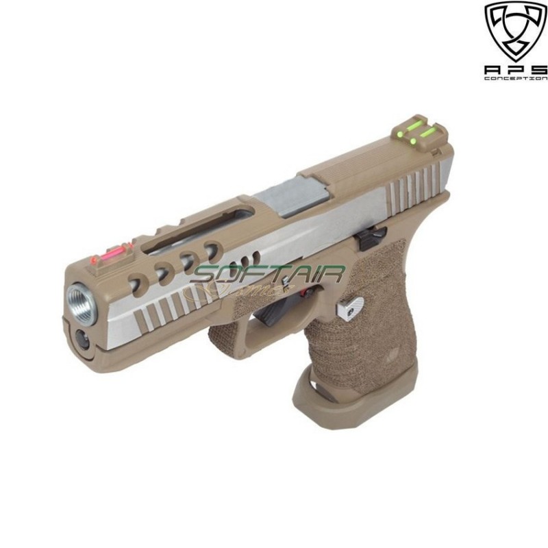 Pistola A Gas Acp Dragonfly D-mod Dark Earth Frame & Carrello Silver Aps (aps-dragonfly-t-de)