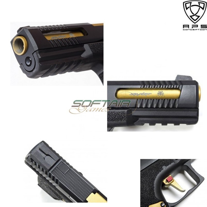 Pistola A Gas Spyder Race Connector D-mod Black & Gold Aps (aps-spyder-t)