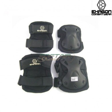 Knee And Elbow Defense Set Black Exagon (ex-pa3bk)