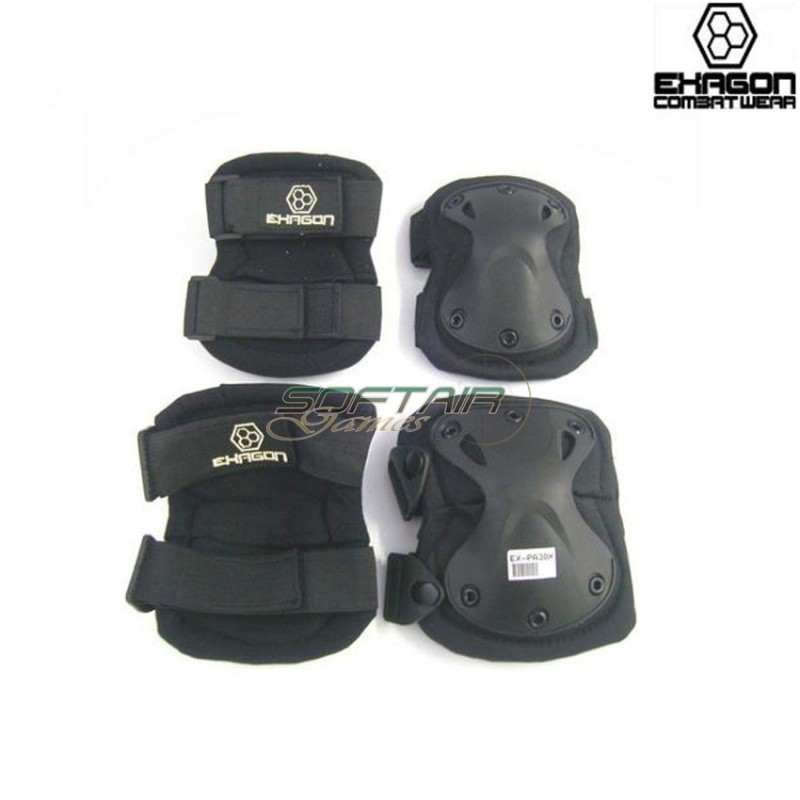 Knee And Elbow Defense Set Black Exagon (ex-pa3bk)